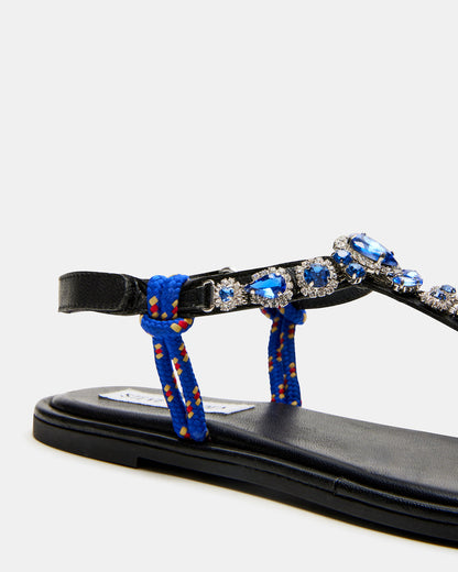 SOLITA Blue Multi Rhinestone Ornament Thong Sandal | Women's Sandals