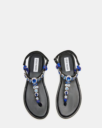 SOLITA Blue Multi Rhinestone Ornament Thong Sandal | Women's Sandals