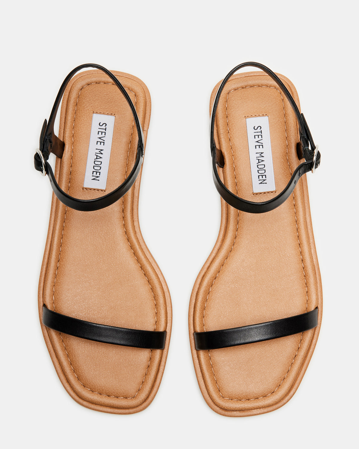CAMARI Black Leather Square Toe Strappy Sandal | Women's Sandals
