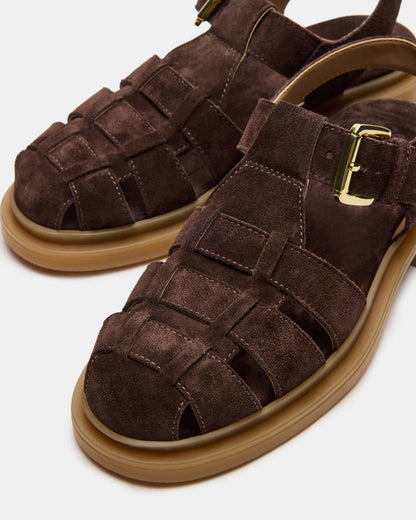 TOPE Chocolate Brown Suede Strappy Fisherman Women's Sandal