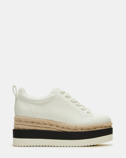 STRECKER White Platform Women's Low-Top Lace-Up Sneaker
