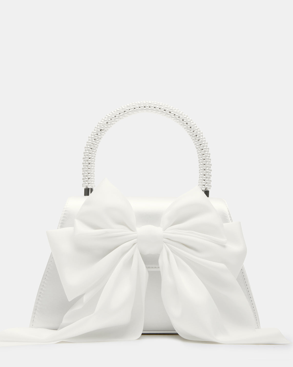 COSETTE Bag White Satin Beaded Top-Handle Mini Handbag