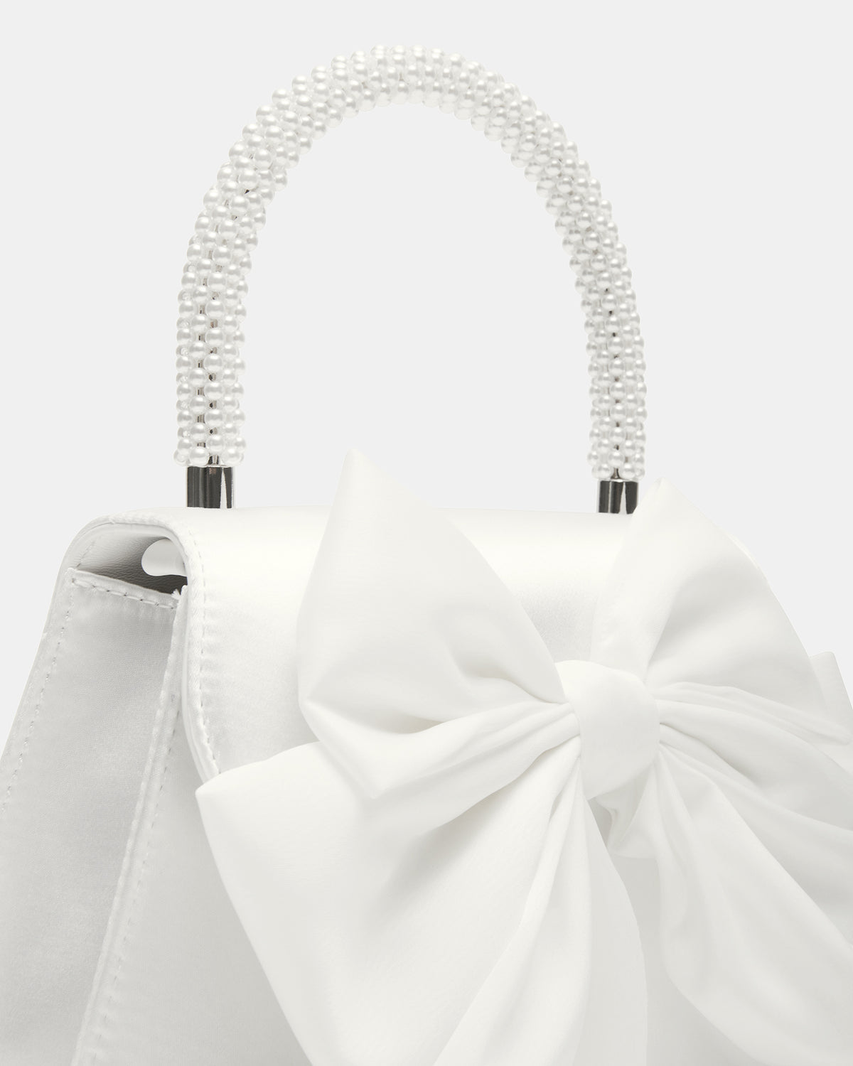 COSETTE Bag White Satin Beaded Top-Handle Mini Handbag