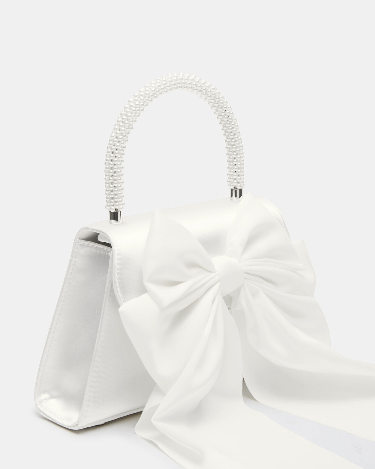 COSETTE Bag White Satin Beaded Top-Handle Mini Handbag