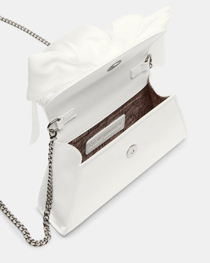 COSETTE Bag White Satin Beaded Top-Handle Mini Handbag