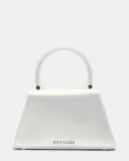 COSETTE Bag White Satin Beaded Top-Handle Mini Handbag