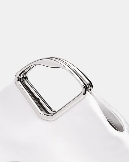 BARBARA Bag White Soft Satin Metal Bracelet Crossbody Clutch Handbag