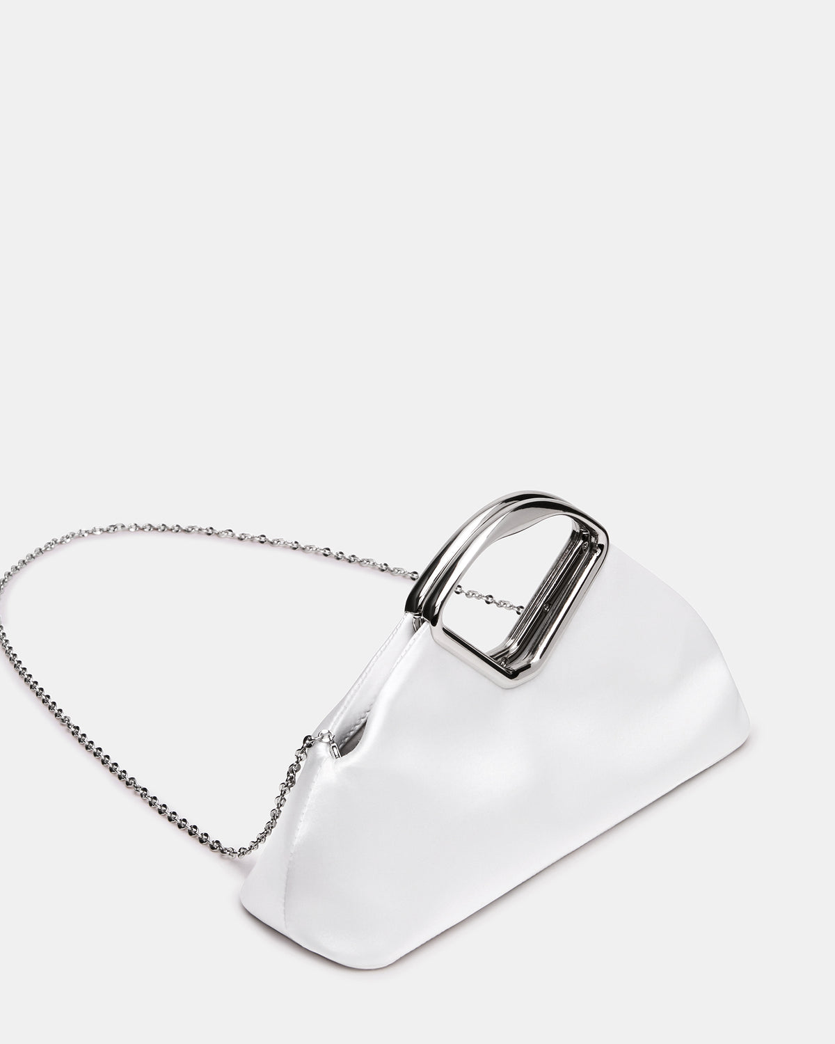 BARBARA Bag White Soft Satin Metal Bracelet Crossbody Clutch Handbag