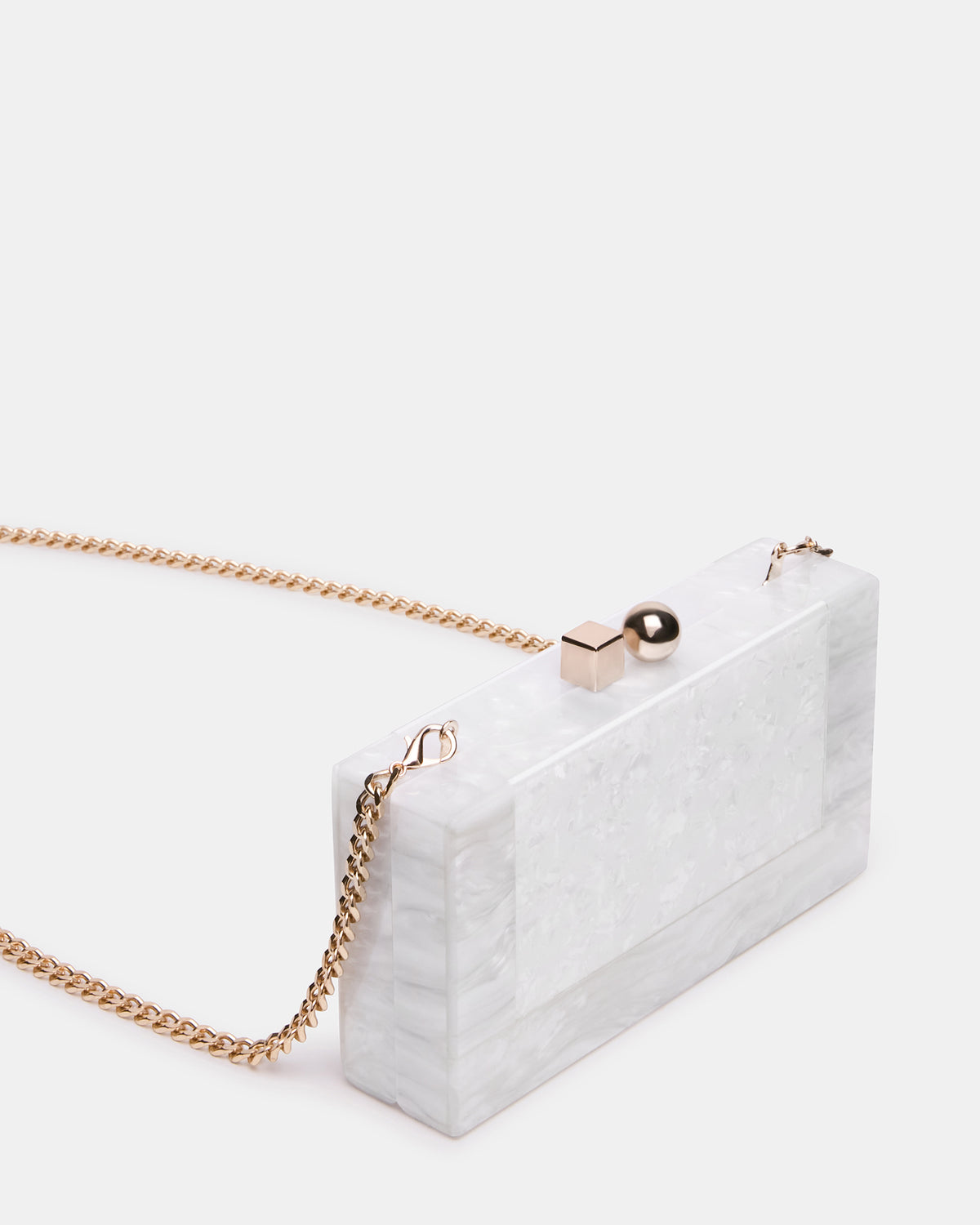 CAMILAA Bag White Geometric Pearlescent Minaudiere Crossbody Clutch Handbag