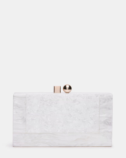 CAMILAA Bag White Geometric Pearlescent Minaudiere Crossbody Clutch Handbag