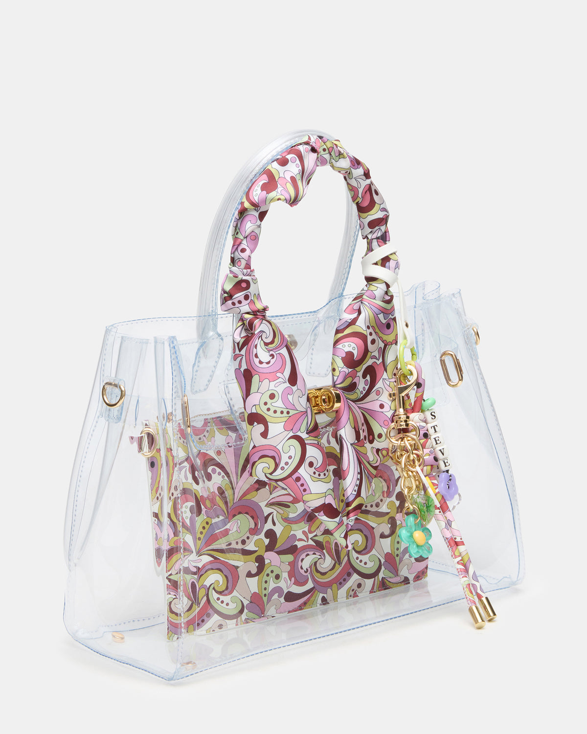 GUMMY Bag Clear Top-Handle Turn-Lock Tote Handbag