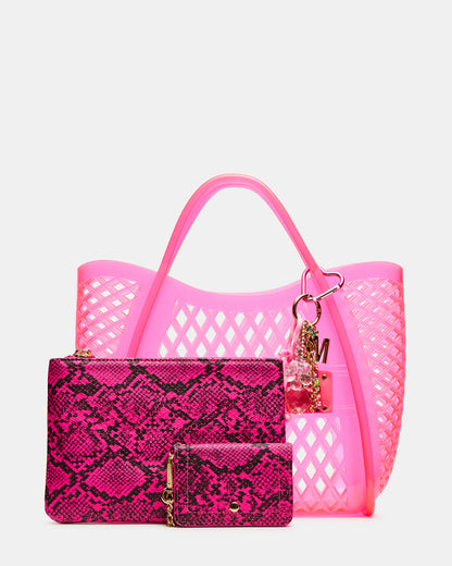 SUMMER Bag Pink Caged Jelly Top-Handle Tote Handbag