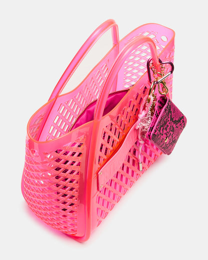 SUMMER Bag Pink Caged Jelly Top-Handle Tote Handbag