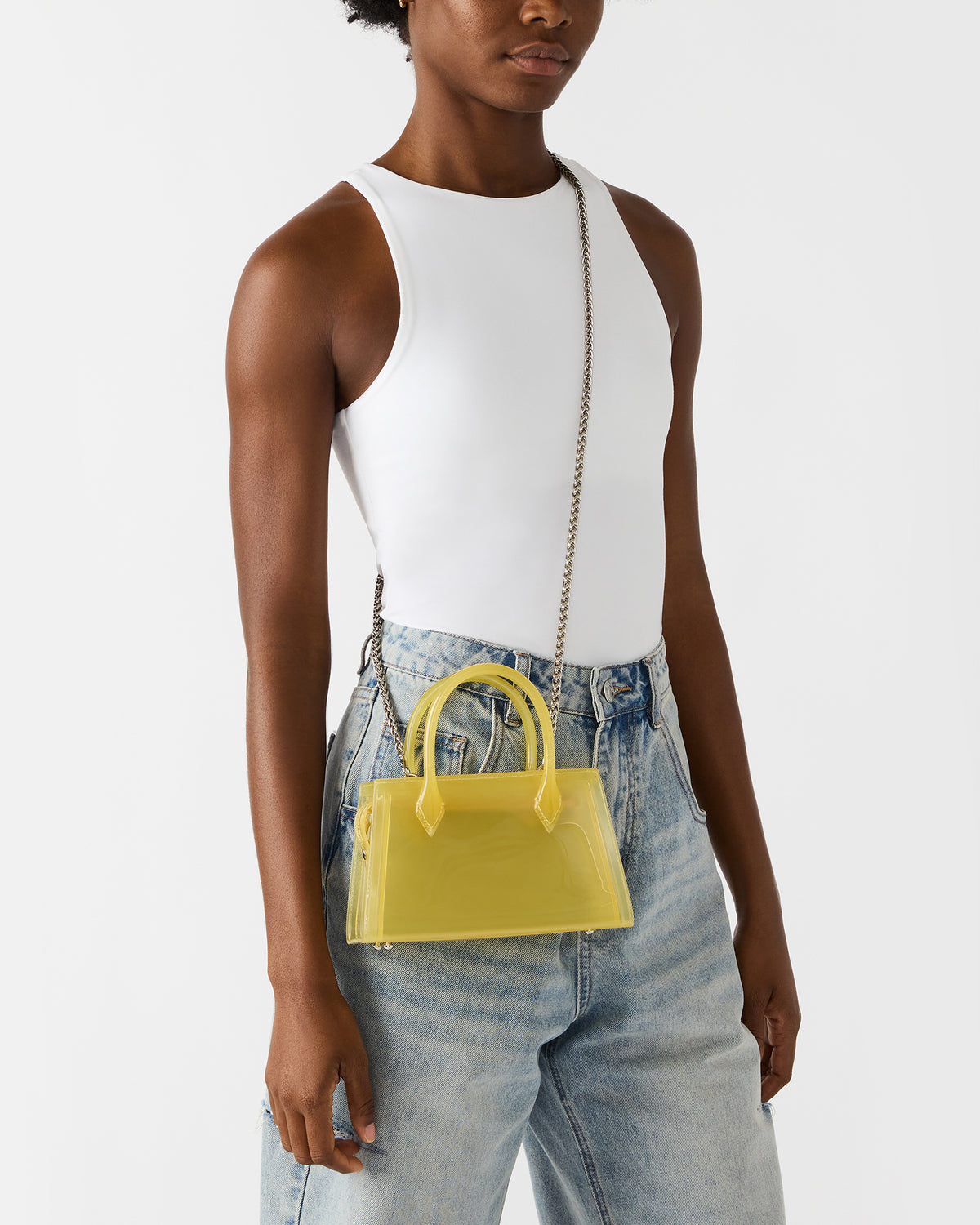 PEACH Jelly Bag Yellow Mini Crossbody Top-Handle Handbag