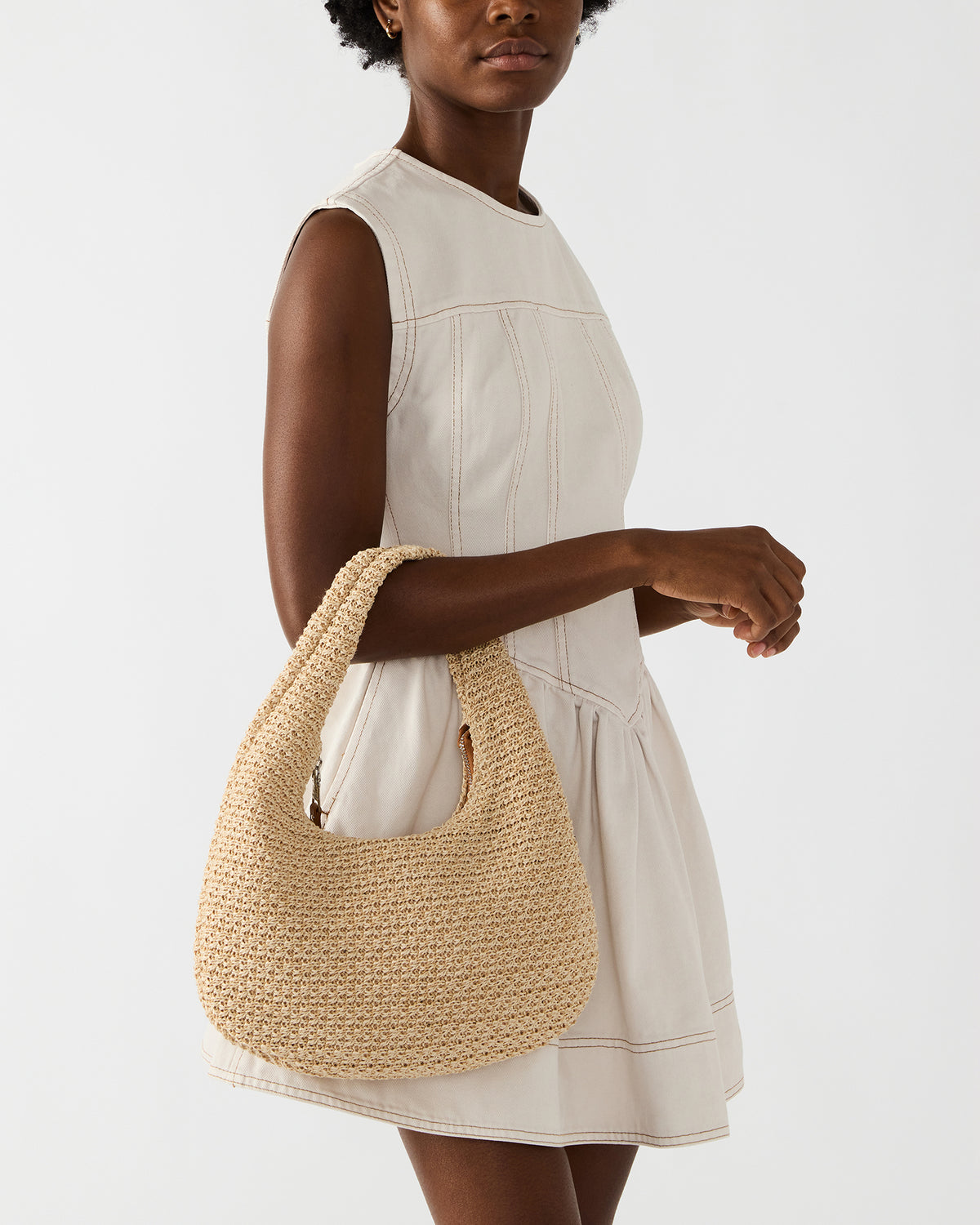 DAENA Bag Natural Crescent Shaped Straw Shoulder Bag