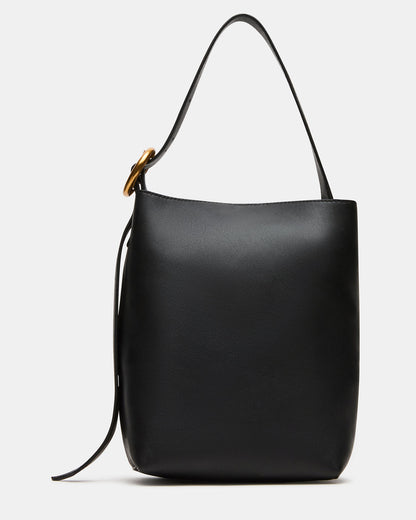SOFIEE Bag Black Leather Shoulder Strap Bucket Tote Handbag