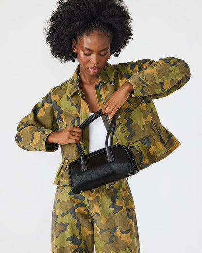 ANISE Bag Black Multi Elongated Shoulder Strap Handbag