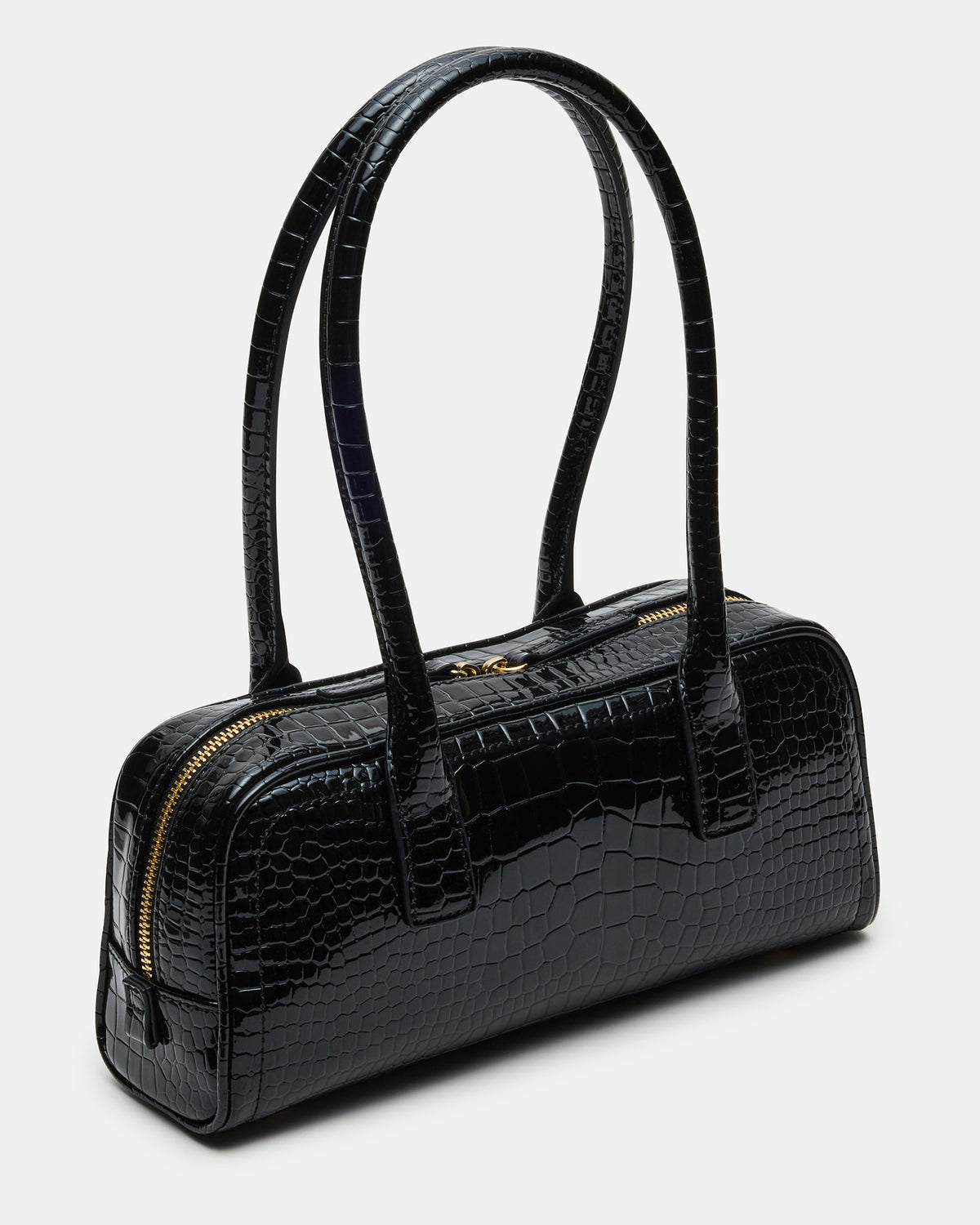 ANISE Bag Black Crocodile Elongated Shoulder Strap Handbag
