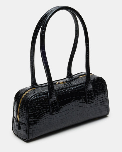 ANISE Bag Black Crocodile Elongated Shoulder Strap Handbag