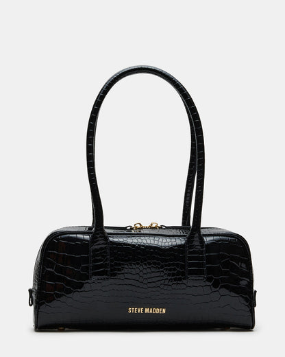 ANISE Bag Black Crocodile Elongated Shoulder Strap Handbag