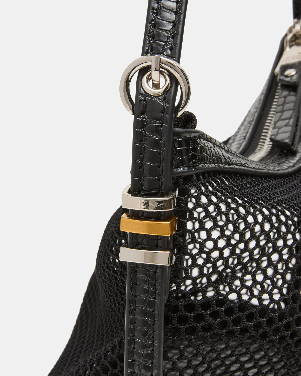 VIXEN Bag Black Shoulder Strap Mesh Structured Bottom Women's Handbag
