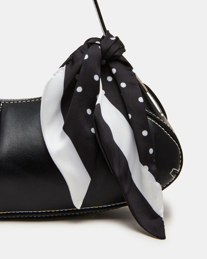 ROXEY Bag Black Crescent-Shaped Top-Zipper Shoulder Strap Handbag