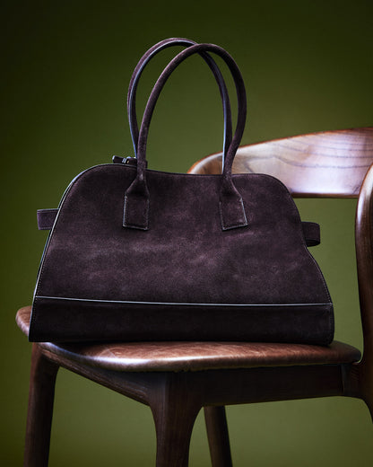 HEIDEE Bag Brown Suede | Women's Shoulder Strap Tote Handbag