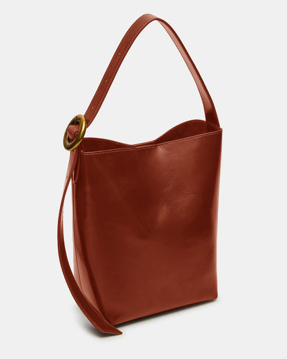 SOFIEE Bag Rust Leather Shoulder Strap Bucket Tote Handbag