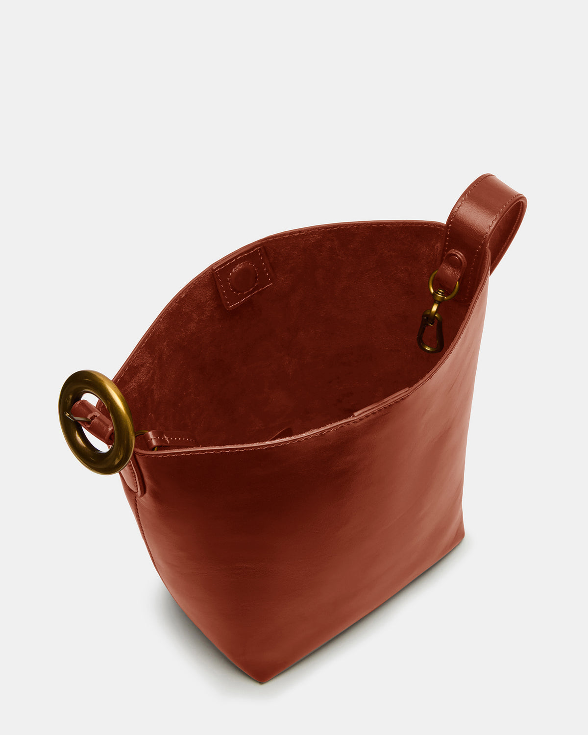 SOFIEE Bag Rust Leather Shoulder Strap Bucket Tote Handbag