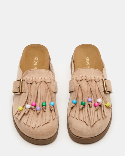 Kids' TREAT Taupe Girls' Slip-On Fringe Flat