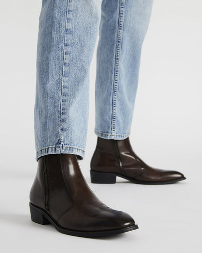 HAYNES Brown Leather Men's Ankle Boot