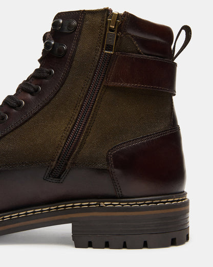 REID Dark Brown Lace-Up Lug Men's Ankle Boot