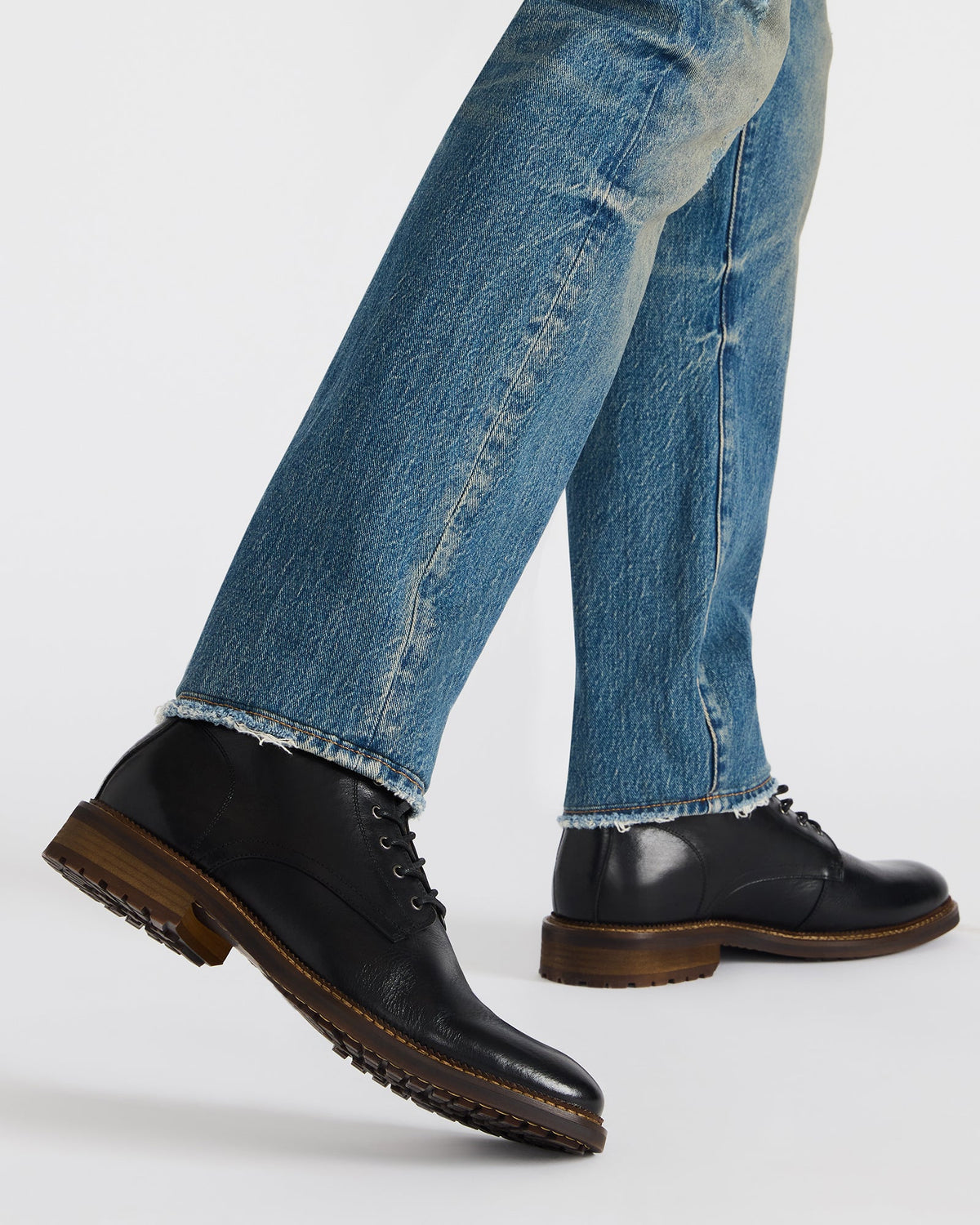 NOBY Black Leather Men's Lace-Up Ankle Boot