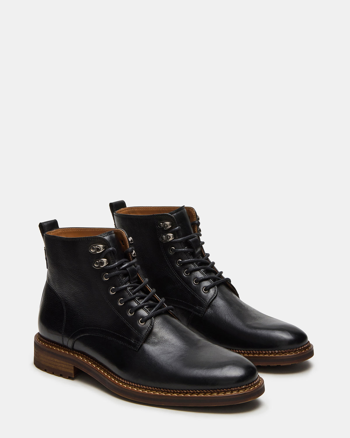 NOBY Black Leather Men's Lace-Up Ankle Boot