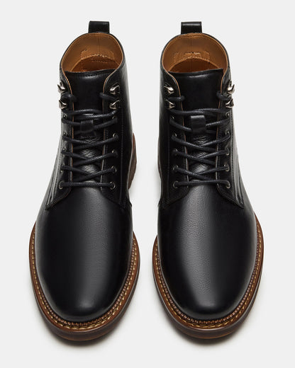 NOBY Black Leather Men's Lace-Up Ankle Boot