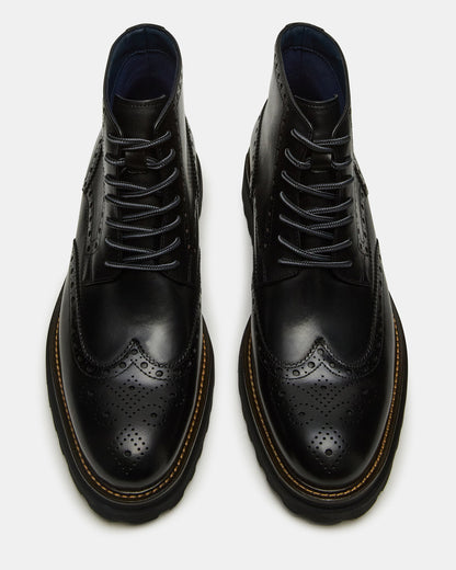KODA Black Leather Lace-Up Men's Ankle Boot