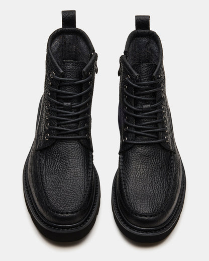 DAEL Black Leather Lace-Up Men's Ankle Boot