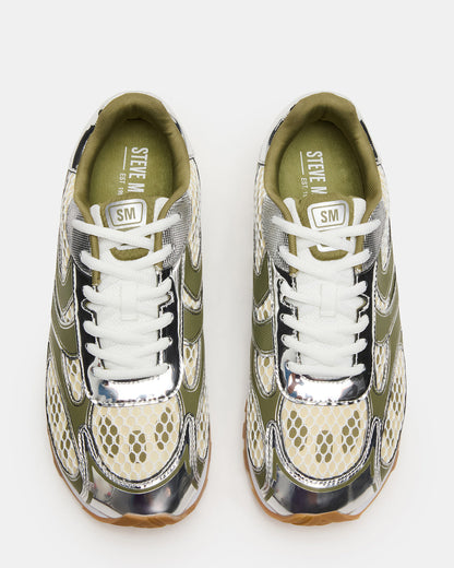 XYLO Green Low-Top Lace-Up Men's Sneakers