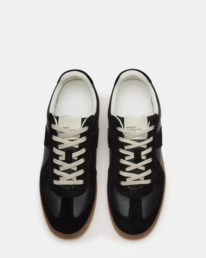 DIXON Black Leather Low-Top Panel Men's Sneaker