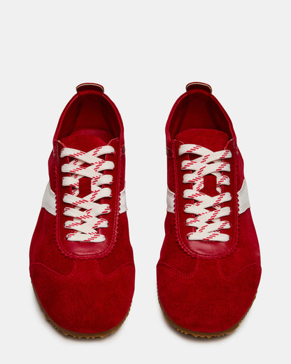 JUNA Red Low-Top Lace-Up Stripe Men's Sneaker