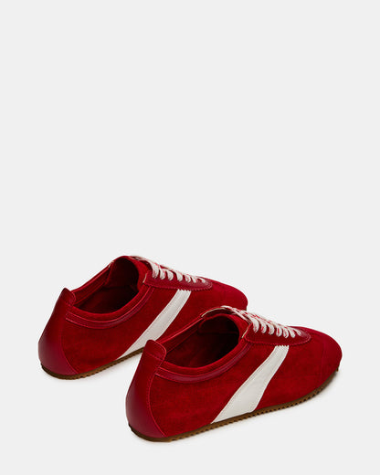 JUNA Red Low-Top Lace-Up Stripe Men's Sneaker