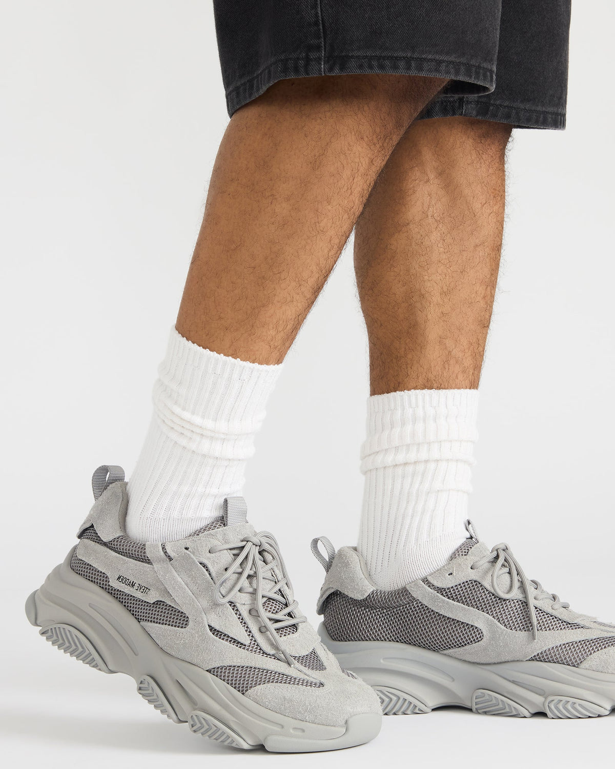 POSSESS Grey Suede Low-Top Lace-Up Men's Sneaker