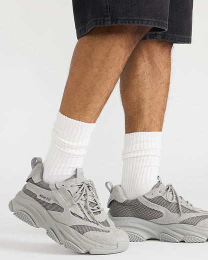 POSSESS Grey Suede Low-Top Lace-Up Men's Sneaker
