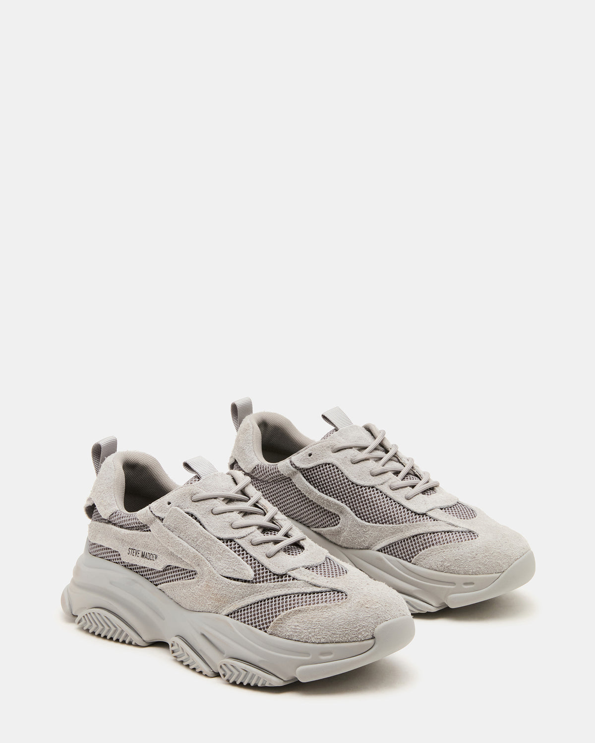 POSSESS Grey Suede Low-Top Lace-Up Men's Sneaker