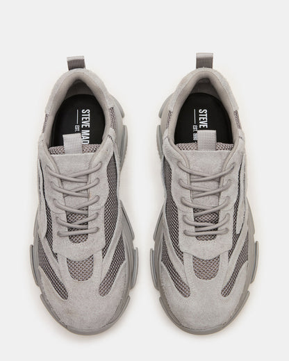 POSSESS Grey Suede Low-Top Lace-Up Men's Sneaker