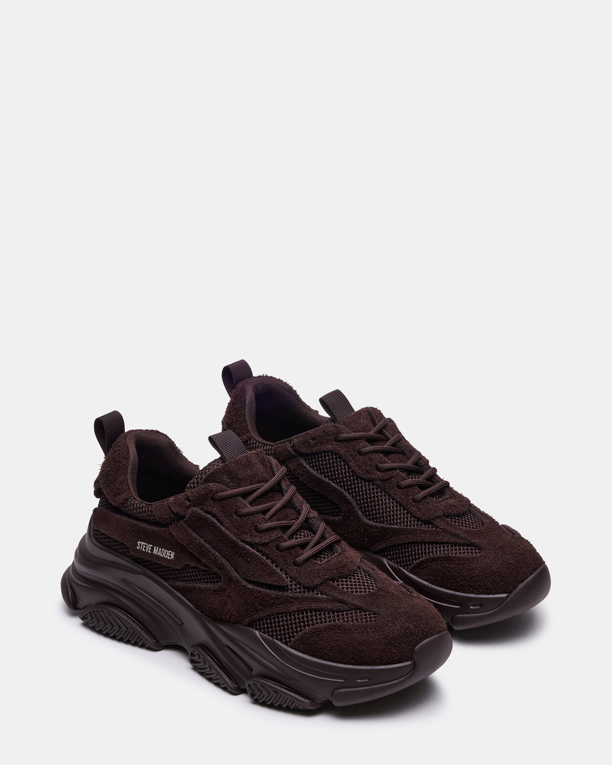 POSSESS Brown Suede Low-Top Lace-Up Men's Sneaker