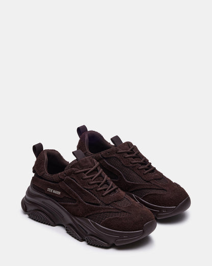 POSSESS Brown Suede Low-Top Lace-Up Men's Sneaker