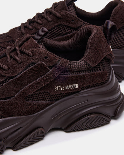 POSSESS Brown Suede Low-Top Lace-Up Men's Sneaker