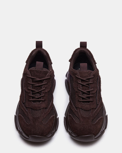 POSSESS Brown Suede Low-Top Lace-Up Men's Sneaker