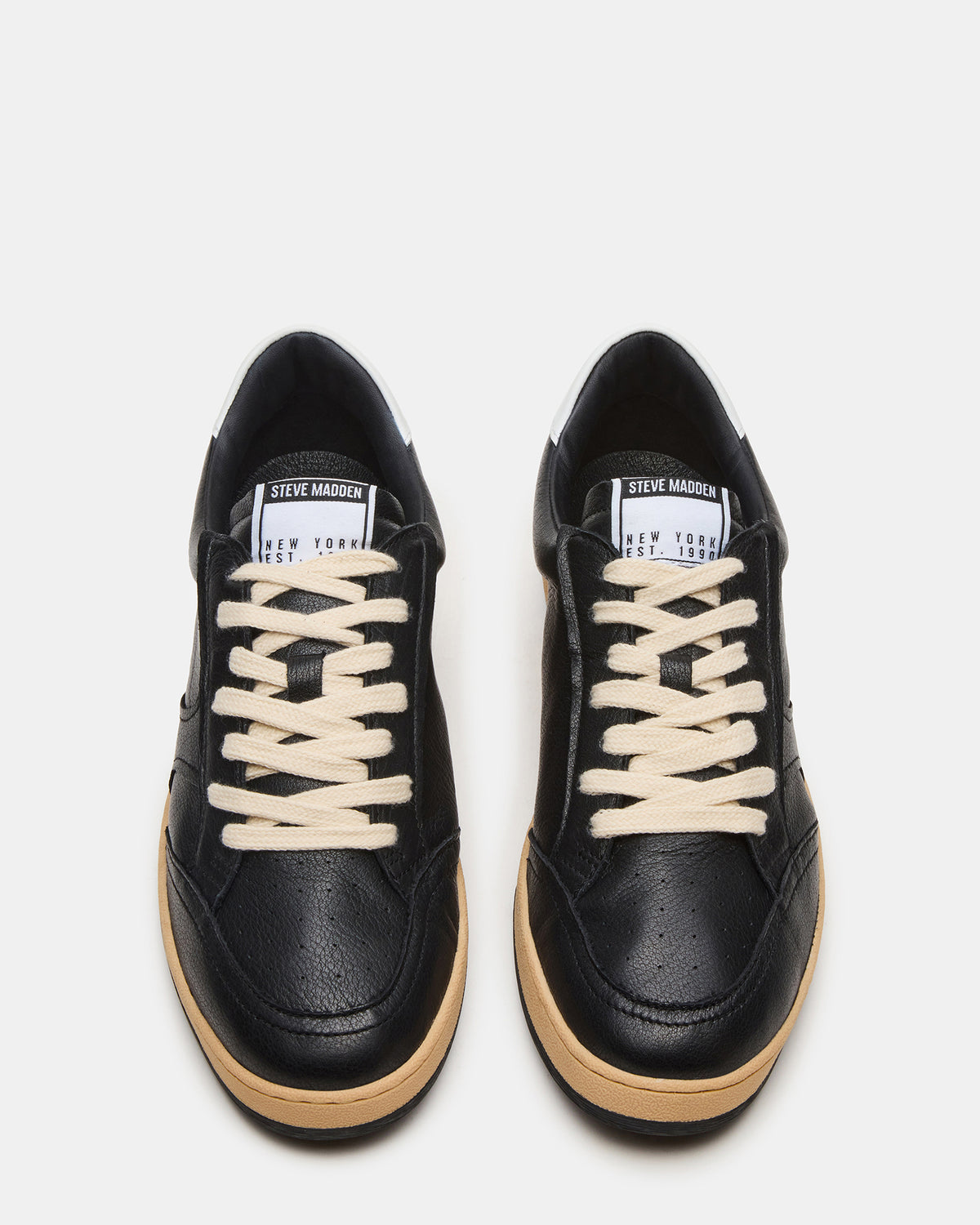 PRISMO Black Leather Low-Top Lace-Up Men's Sneaker